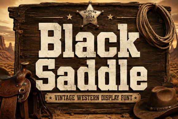 Black Saddle Font: Bold Western Design